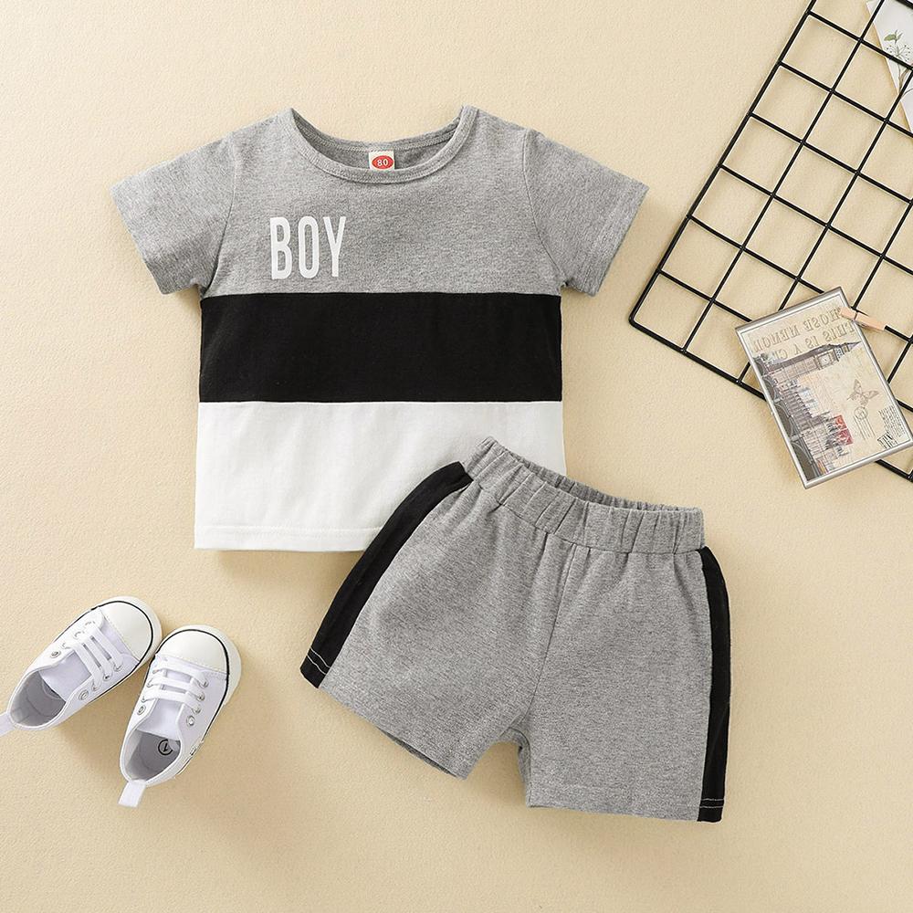 Baby Boys Letter Printed Short Sleeve T-shirt & Shorts cheap baby clothes wholesale