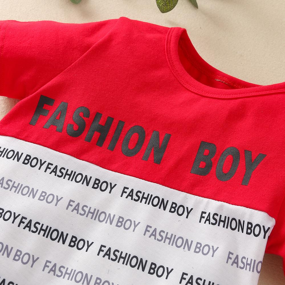 Boys Letter Printed Short Sleeve T-shirts & Pants wholesale kids boutique clothing