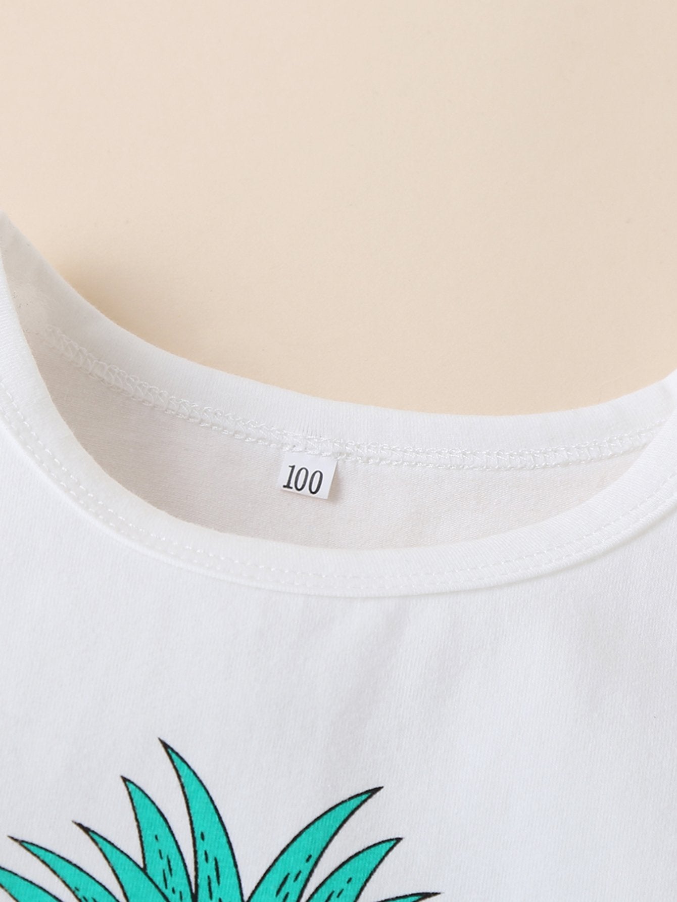 Unisex Letter Printed Sleeve Pineapple Vest & Denim Shorts wholesale childrens clothing