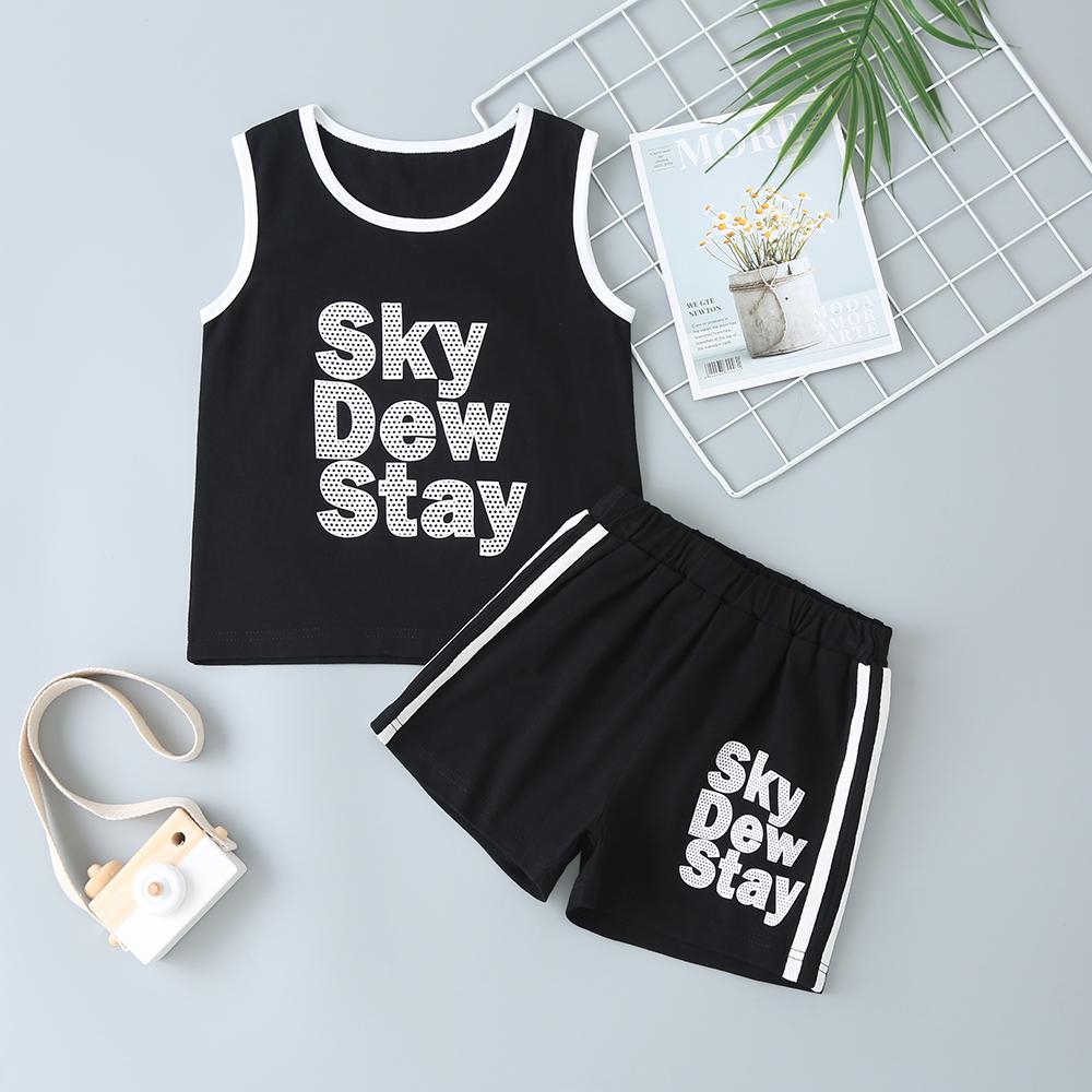 Boys Letter Printed Sleeveless Casual Top & Shorts wholesale childrens clothing online