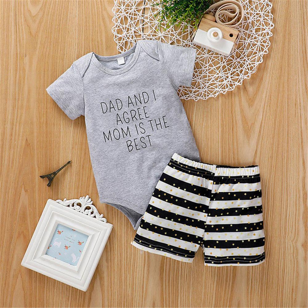 Baby Boys Letter Printed Sleeveless Romper & Striped Shorts baby clothes wholesale distributors