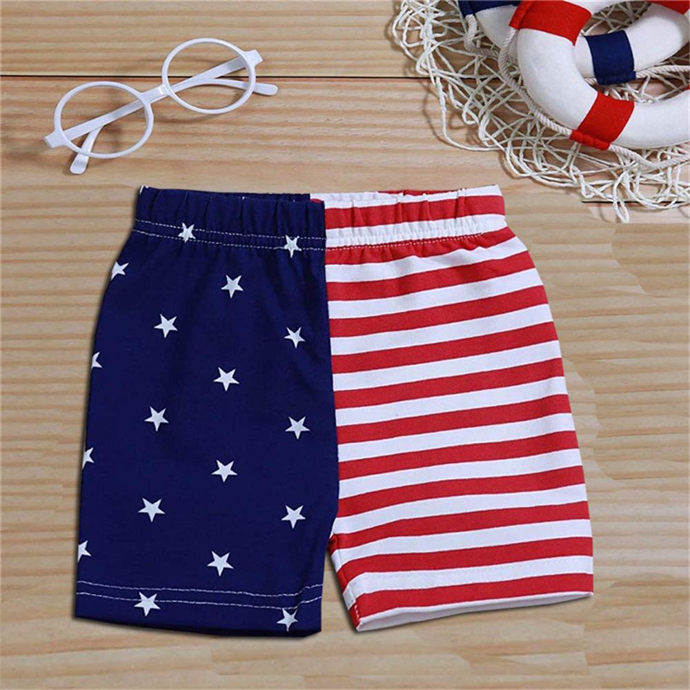 Unisex Letter Printed Sleeveless Striped Star Top & Shorts kids wholesale clothing