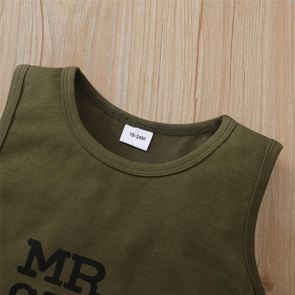 Boys Letter Printed Sleeveless T-shirts & Ripped Shorts wholesale boys clothing
