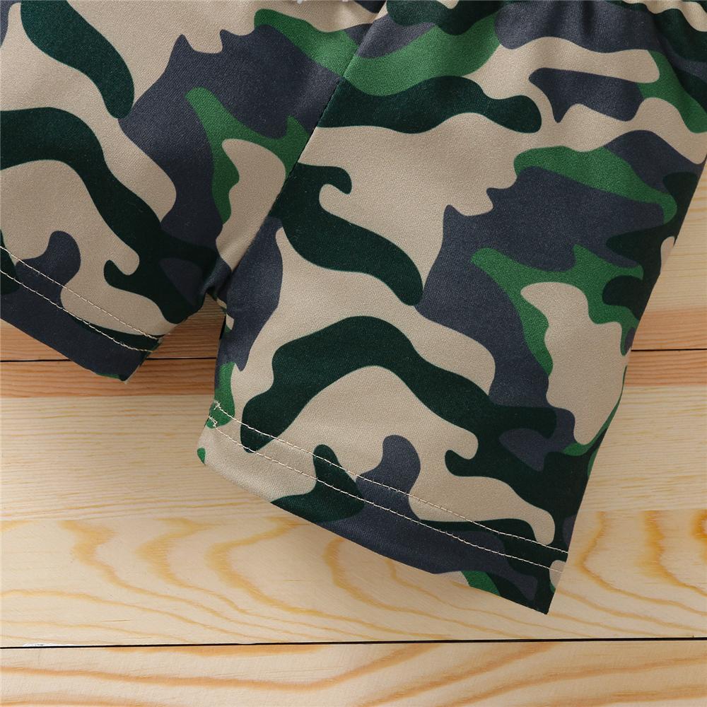Boys Letter Printed Sleeveless Top & Camouflage Shorts wholesale boys clothing