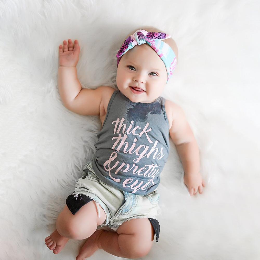 Boys Letter Printed Sleeveless Top & Denim Shorts Boy Boutique Clothing Wholesale