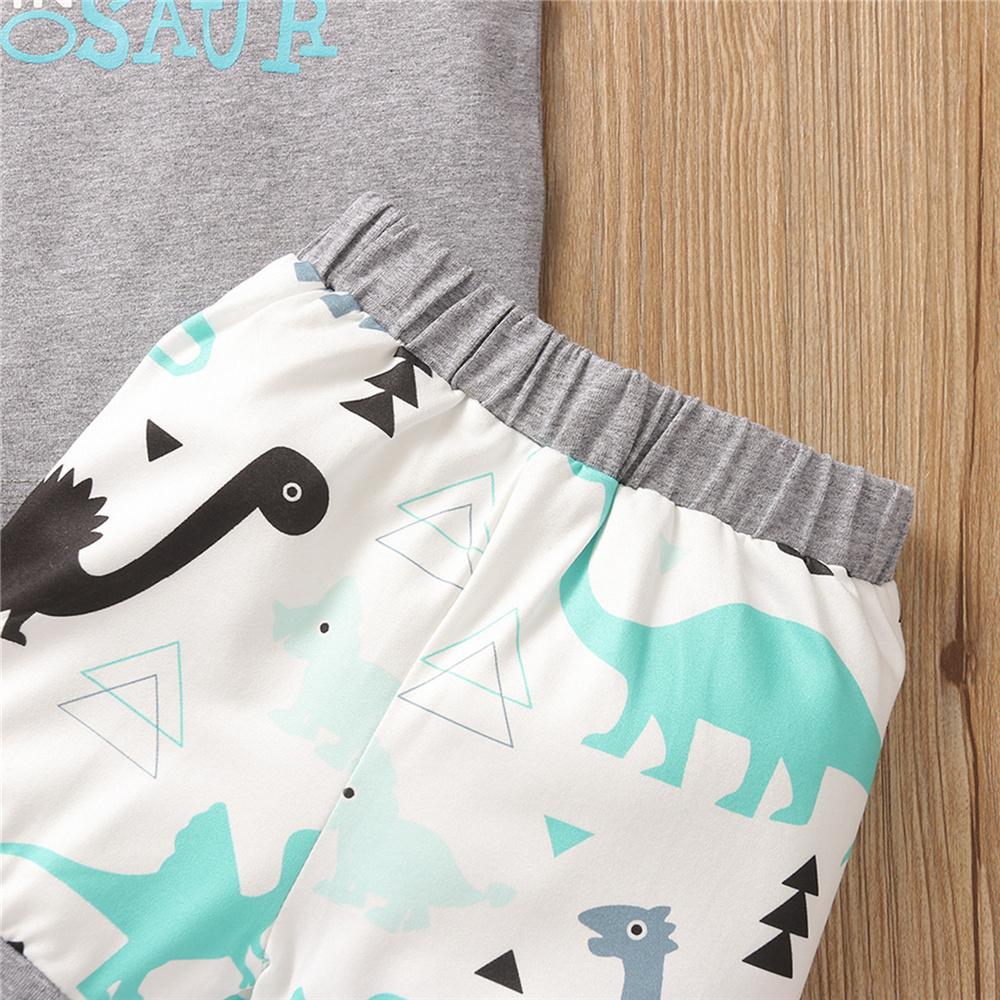 Boys Letter Printed Sleeveless Top & Dinosaur Printed Shorts Boy Wholesale Clothing