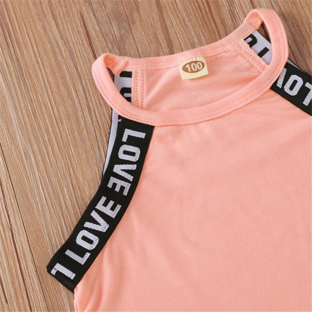 Girls Letter Printed Sleeveless Top & Skirt children wholesale clothing