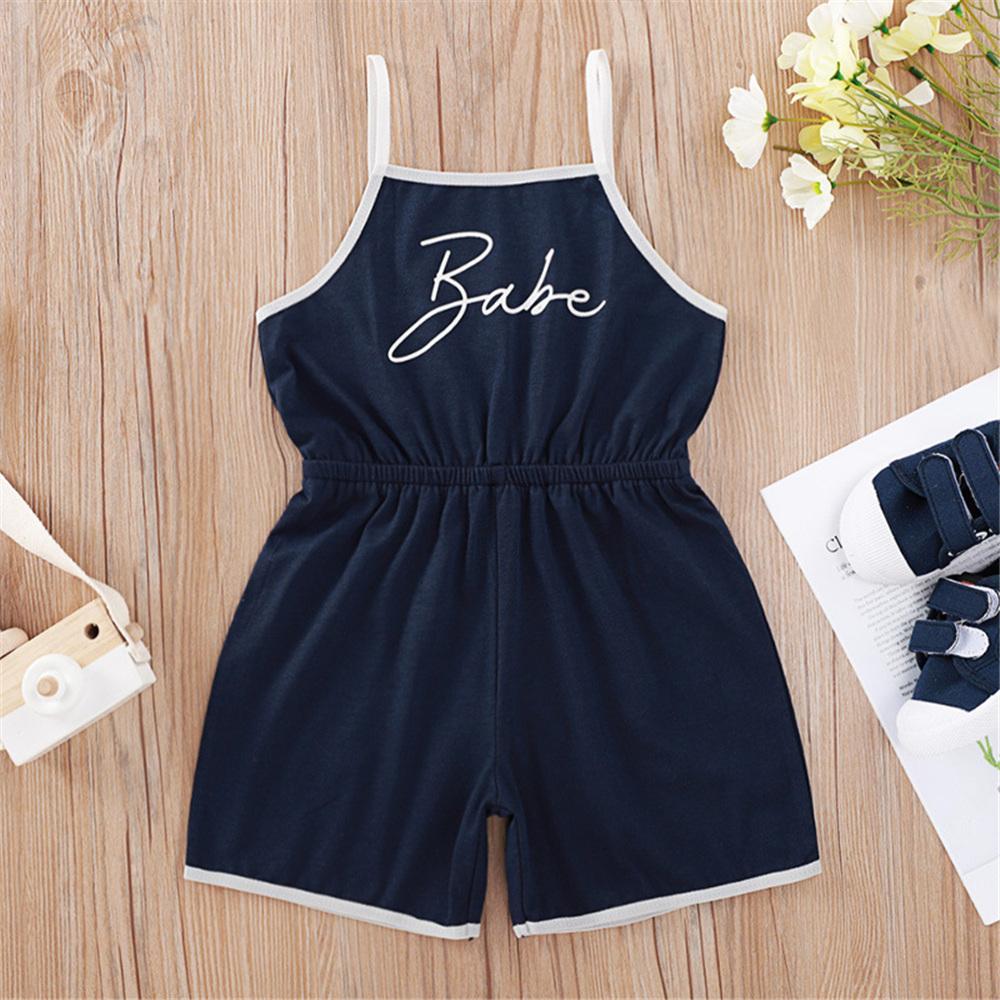 Girls Letter Printed Sling Jumpsuit children wholesale clothing