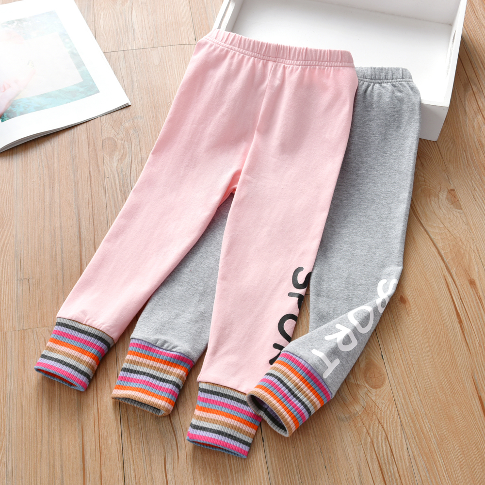 Girls Letter Printed Striped Pants kids clothing wholesale