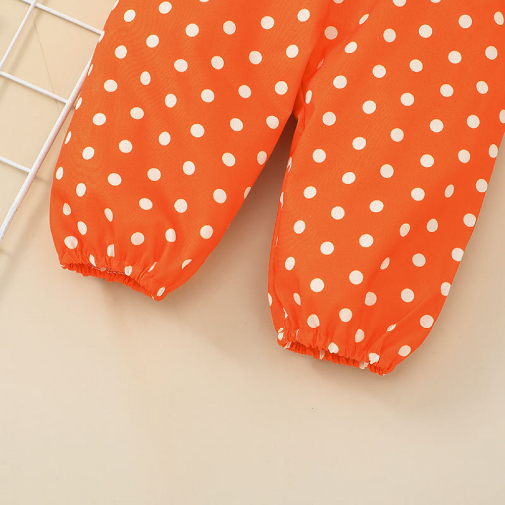 Baby Girls Letter Pumpkin Printed Romper & Polka Dot Pants & Headband baby wholesale clothing