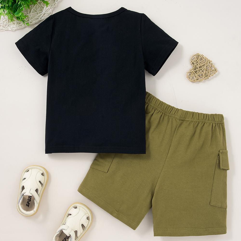 Boys Letter Short Sleeve Casual Top & Shorts childrens wholesale clothing