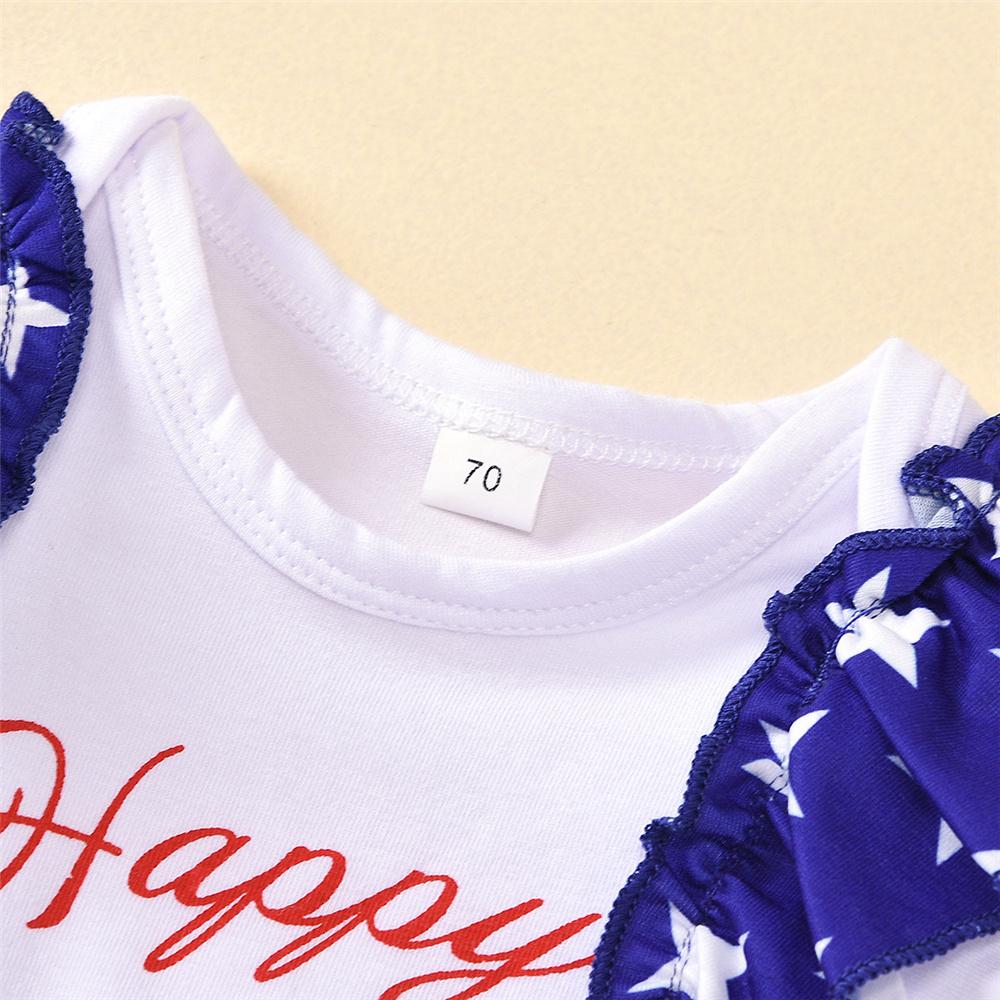 Baby Girls Letter Striped Star Printed Short Sleeve Romper & Shorts & Headband Wholesale Baby Clothes