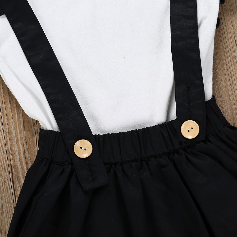 Girls Lips Pretty Girl Short Sleeve Top & Solid Suspender Skirt bulk childrens clothing suppliers