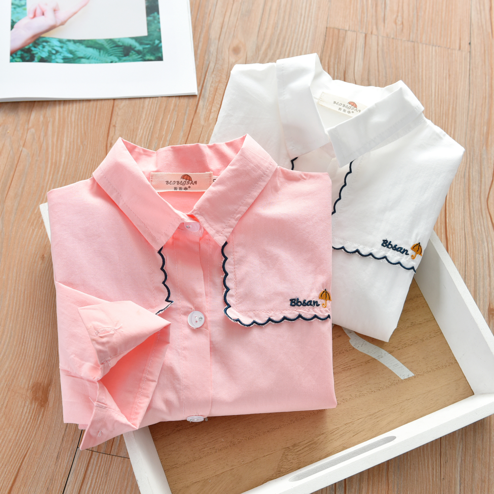 Girls Long Sleeve Button Blouse Wholesale Childrens Clothing