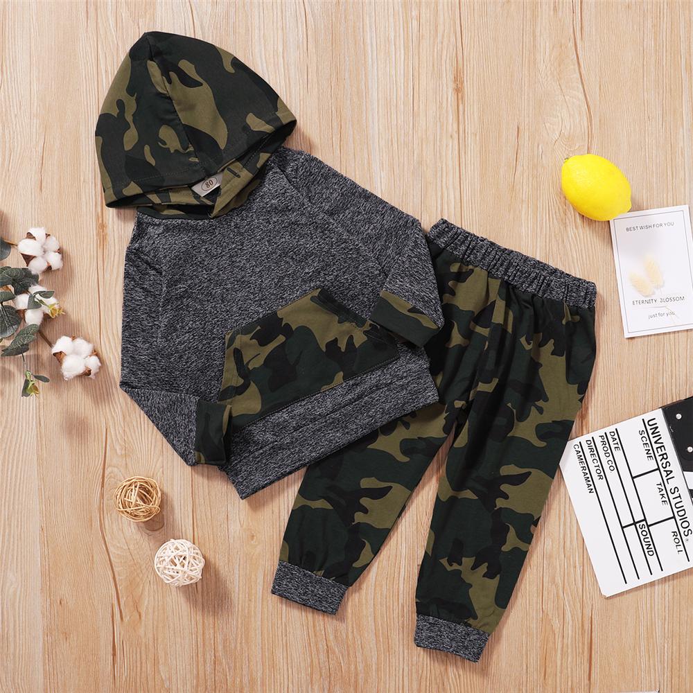 Boys Long Sleeve Camo Hooded Top & Trousers Boys Wholesale Clothing