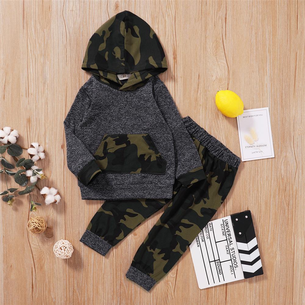 Boys Long Sleeve Camo Hooded Top & Trousers Boys Wholesale Clothing