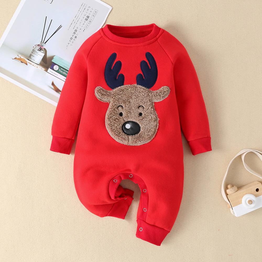 Baby Long Sleeve Cartoon Christmas Romper baby wholesale clothing