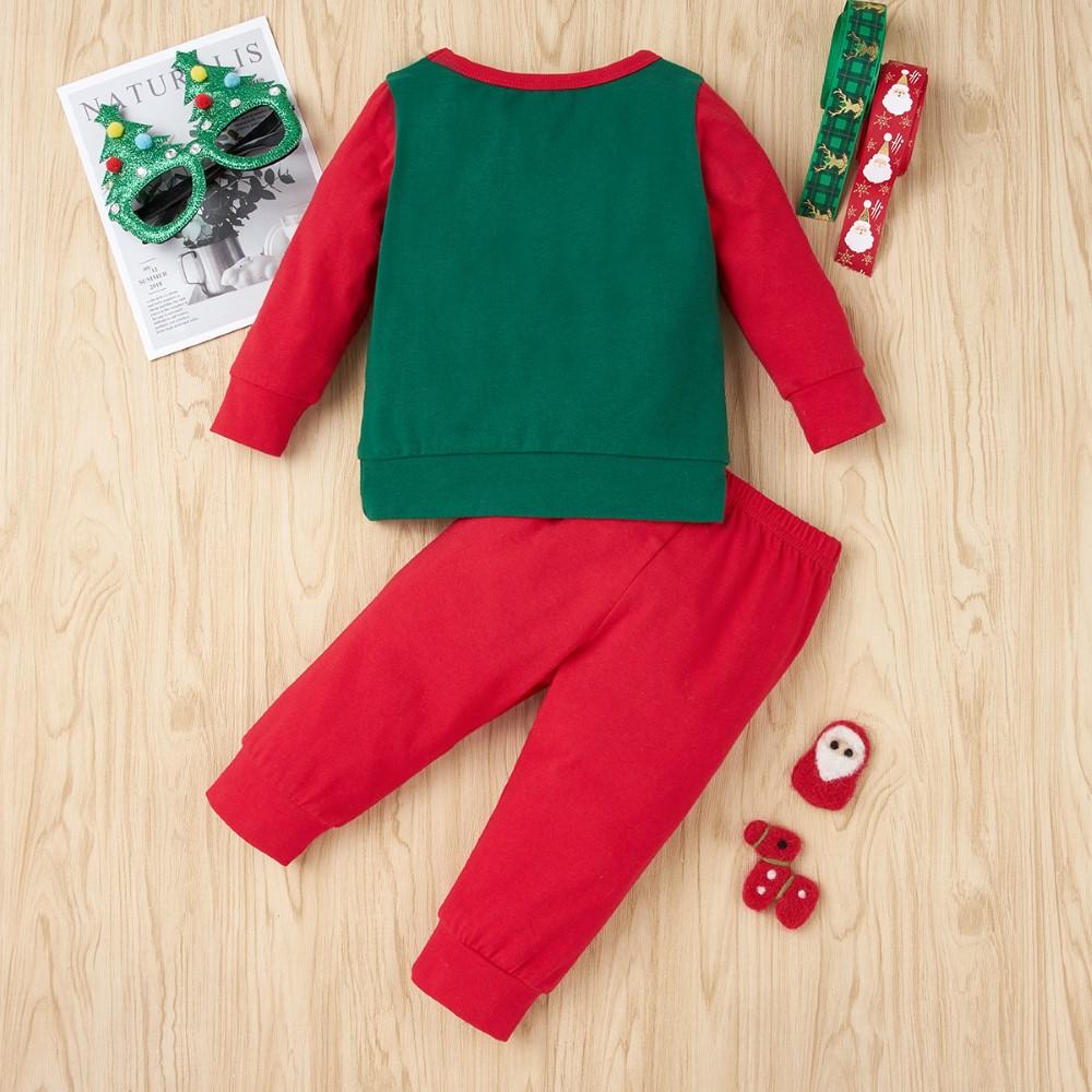 Baby Long Sleeve Cartoon Christmas Top & Pants Wholesale Baby Clothing