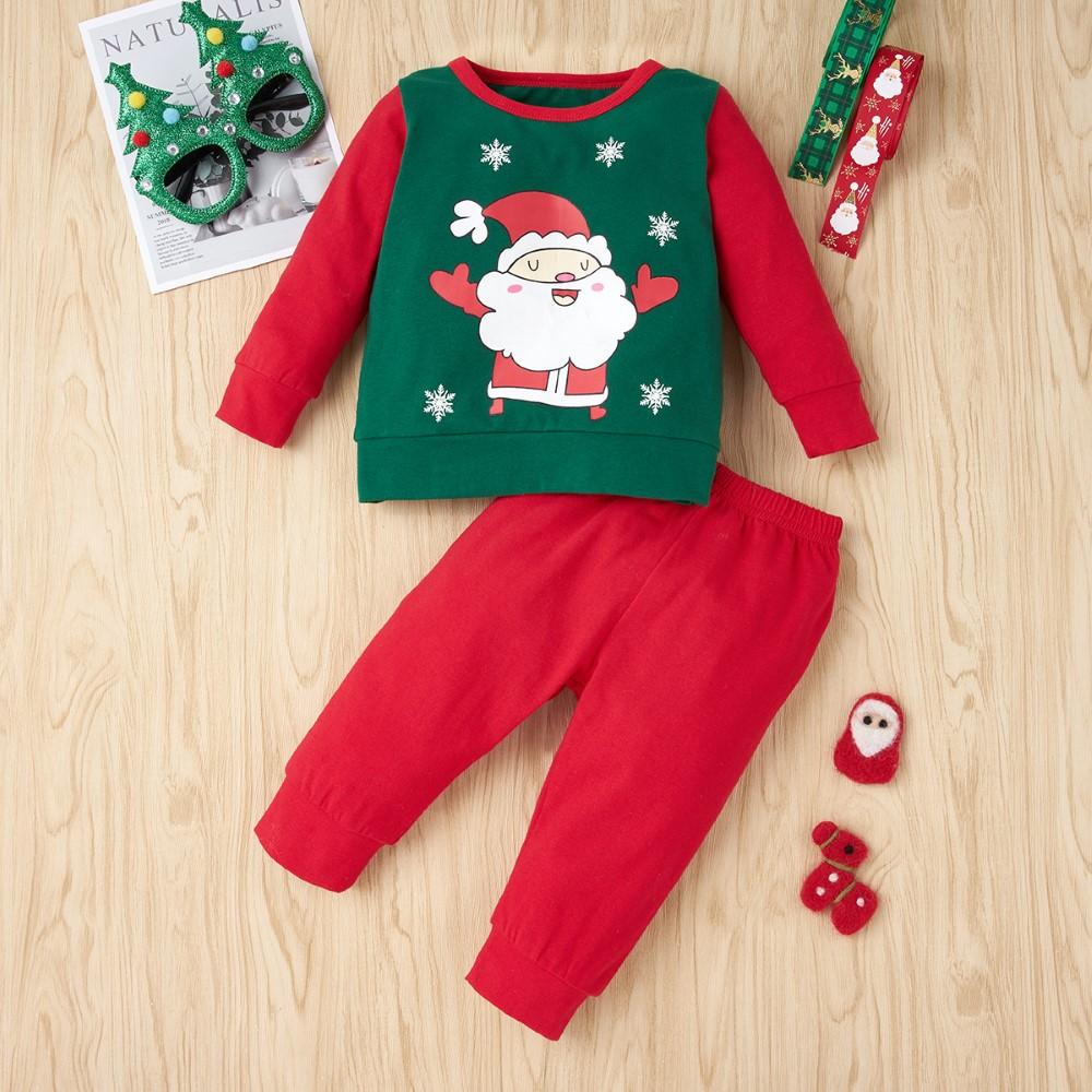 Baby Long Sleeve Cartoon Christmas Top & Pants Wholesale Baby Clothing