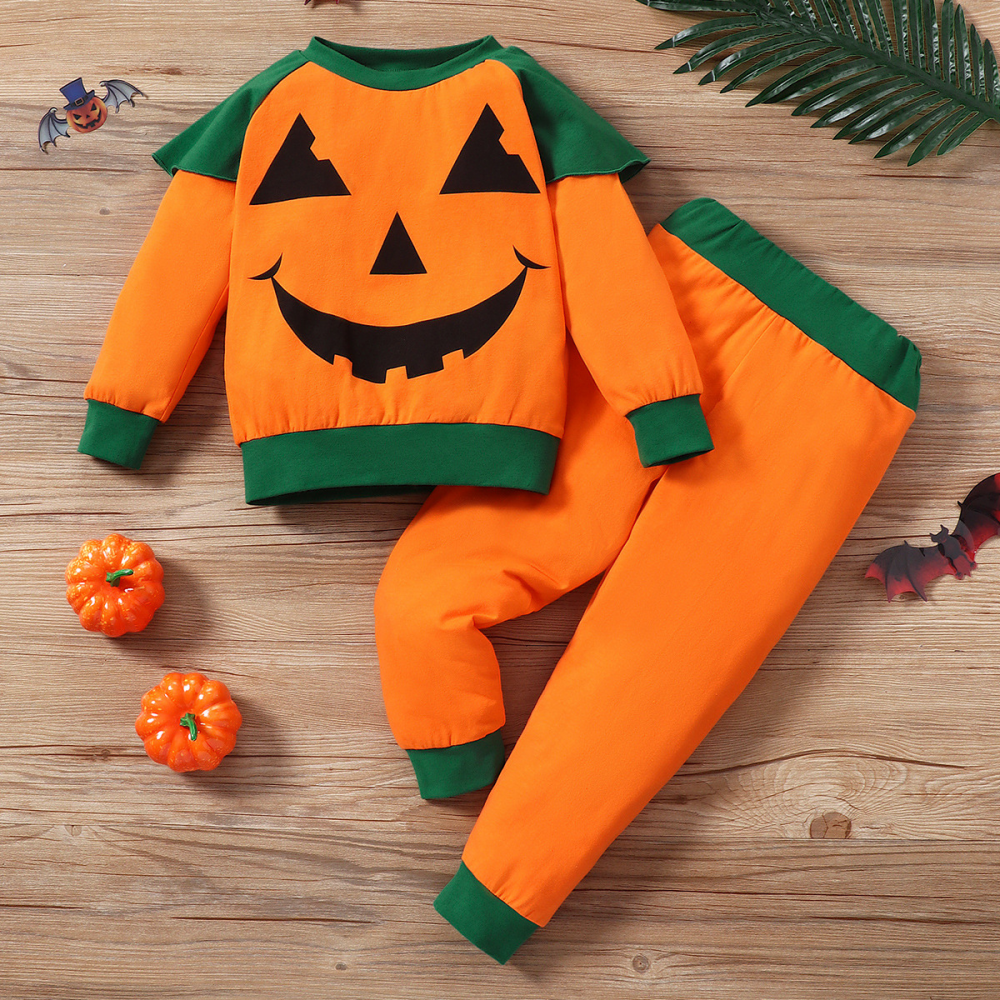 Long Sleeve Cartoon Halloween Long Sleeve Top & Pants kids wholesale clothing