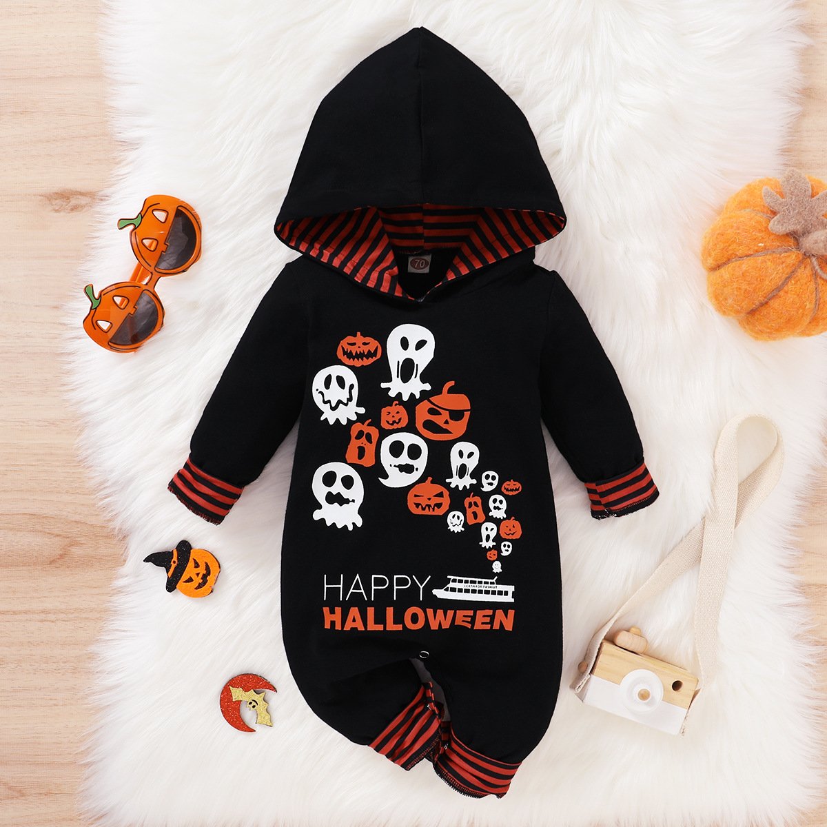 Baby Long Sleeve Cartoon Halloween Printed Romper Wholesale Baby Clothes