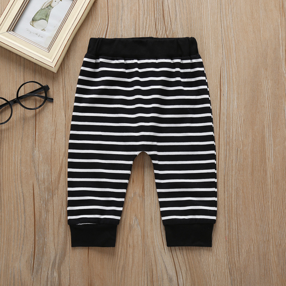 Baby Boys Long Sleeve Cartoon Letter Printed Romper & Striped Pants & Hat Wholesale Baby Clothes