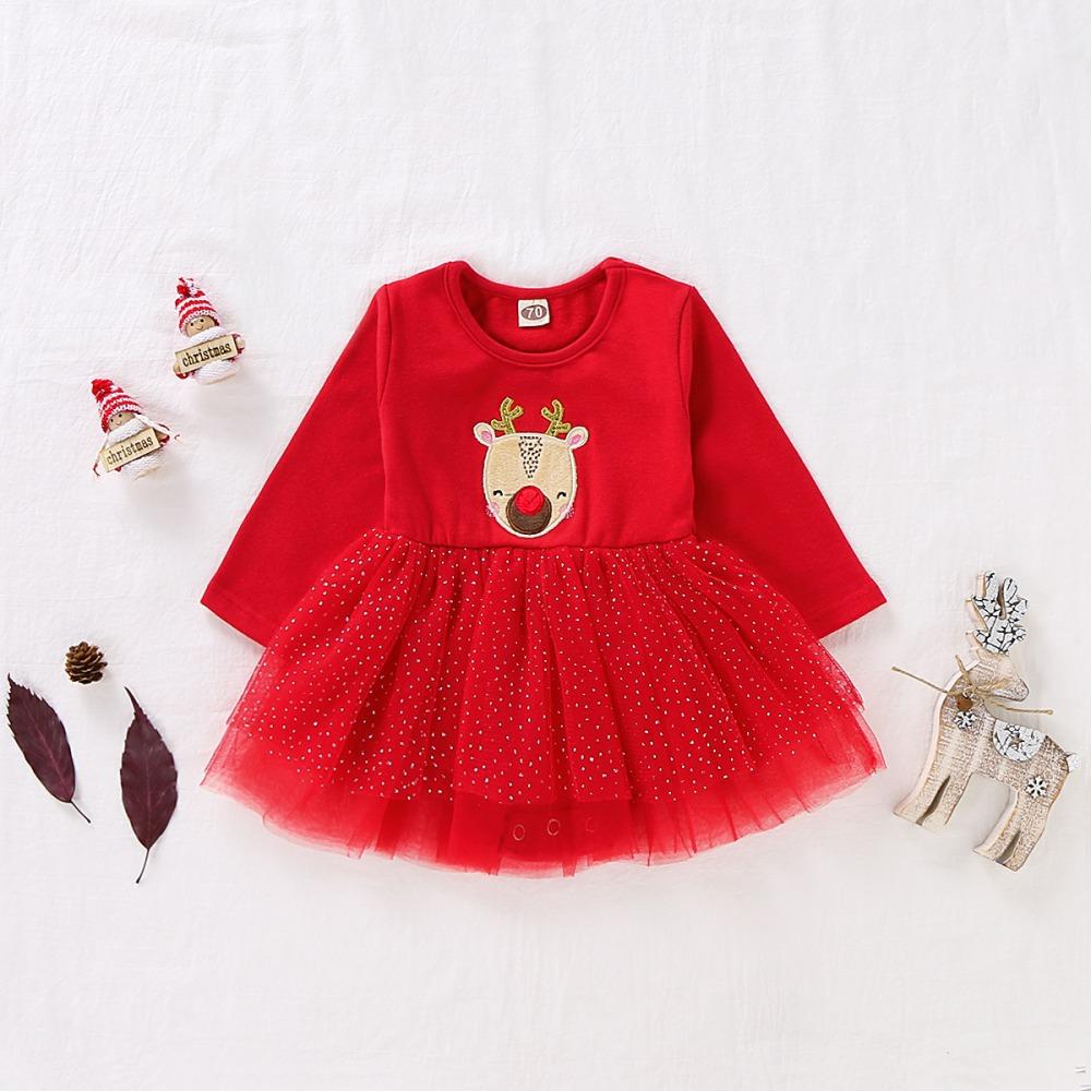 Girls Long Sleeve Cartoon Mesh Christmas Dress children wholesale clothing