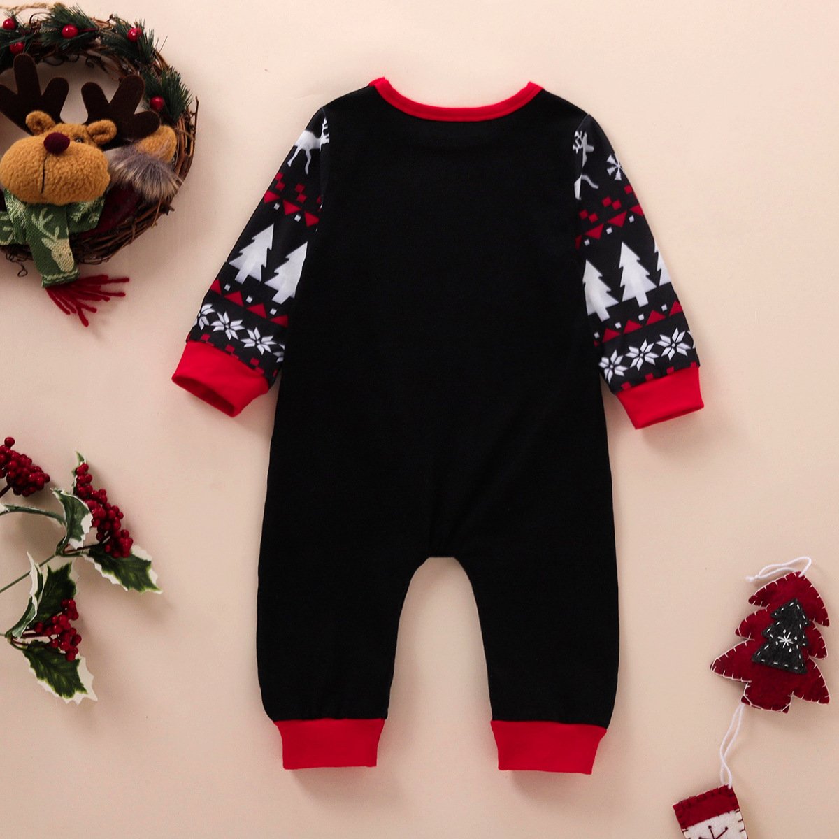 Baby Boys Long Sleeve Cartoon Printed Christmas Romper Baby Clothes Wholesale