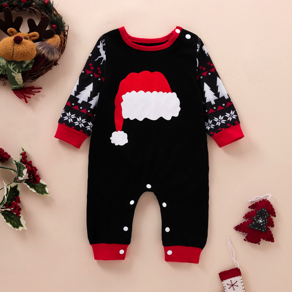 Baby Boys Long Sleeve Cartoon Printed Christmas Romper Baby Clothes Wholesale