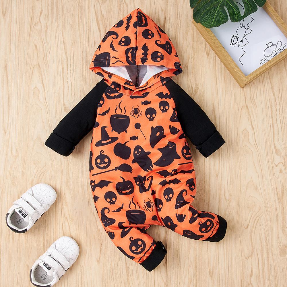 Baby Long Sleeve Cartoon Printed Hooded Romper baby wholesale clothing