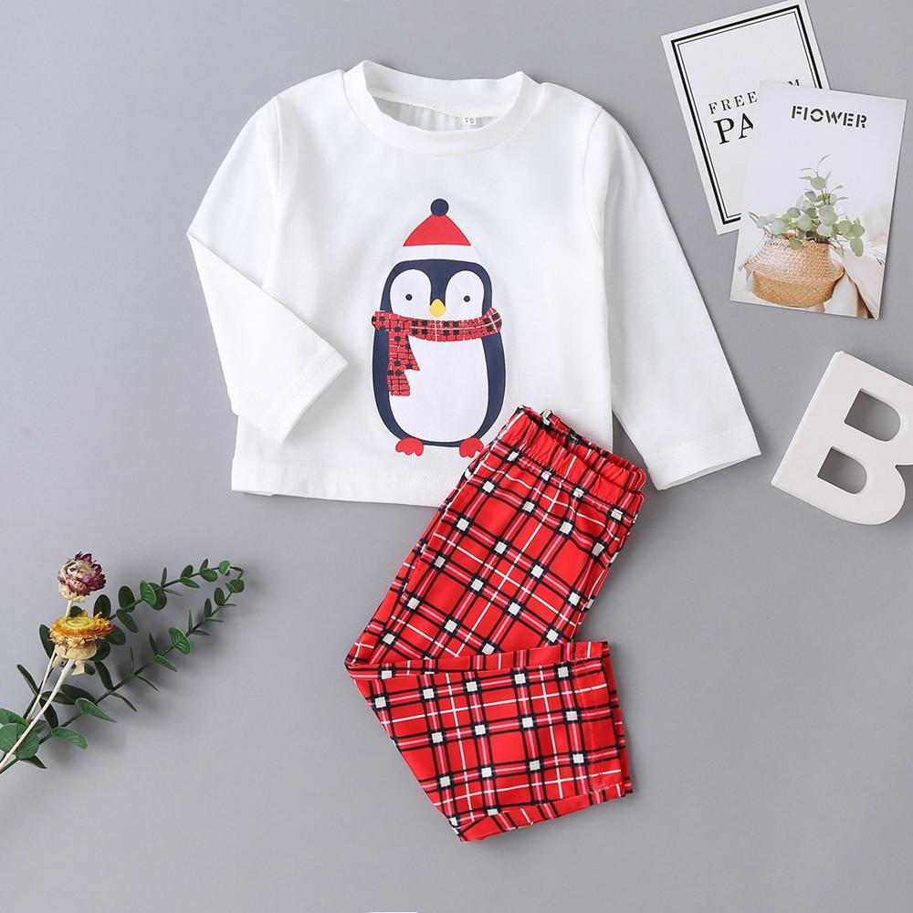 Girls Long Sleeve Cartoon Printed Long Sleeve Top & Plaid Pants Wholesale Kids Clothing Suppliers