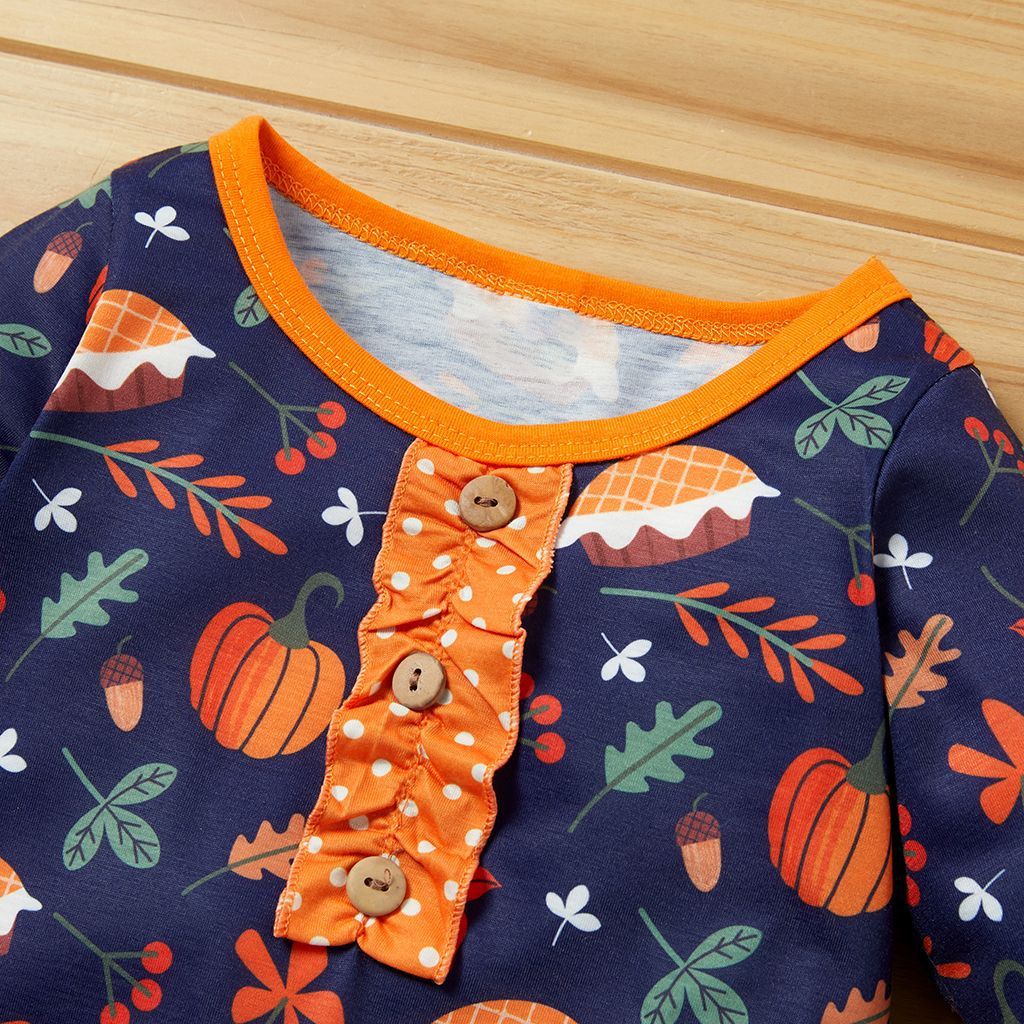 Baby Girls Long Sleeve Cartoon Printed Polka Dot Romper Wholesale Baby Clothes