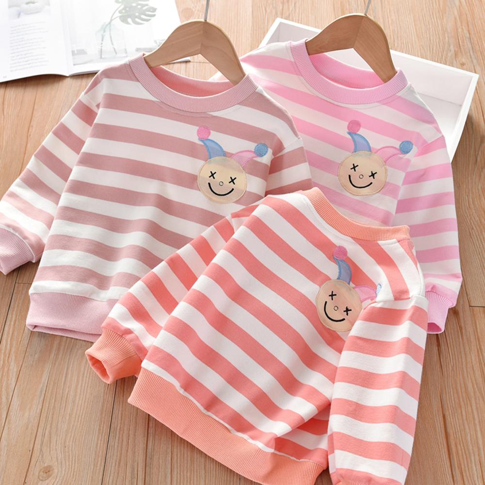 Girls Long Sleeve Cartoon Striped Top kids wholesale clothes