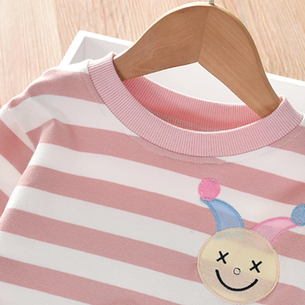 Girls Long Sleeve Cartoon Striped Top kids wholesale clothes