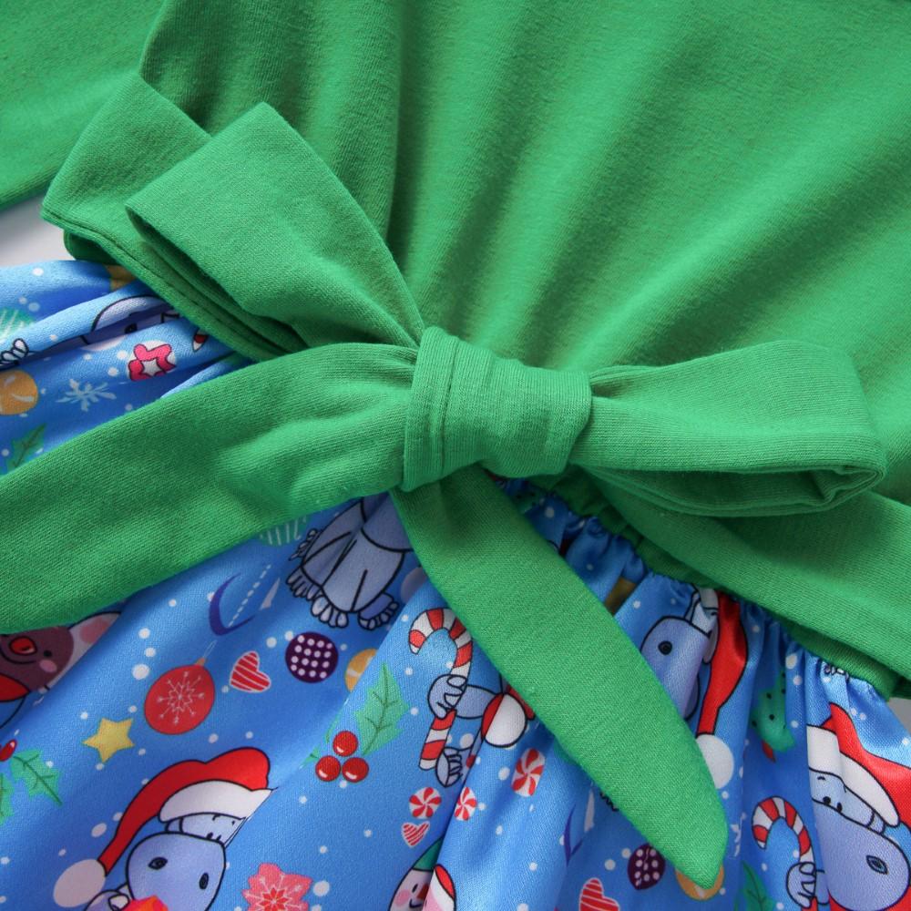 Girls Long Sleeve Christmas Splicing Dress Wholesale Childrens Clothing