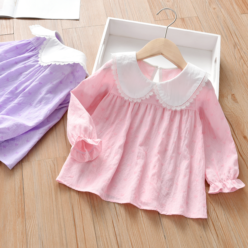 Girls Long Sleeve Doll Collar Blouse wholesale kids clothing