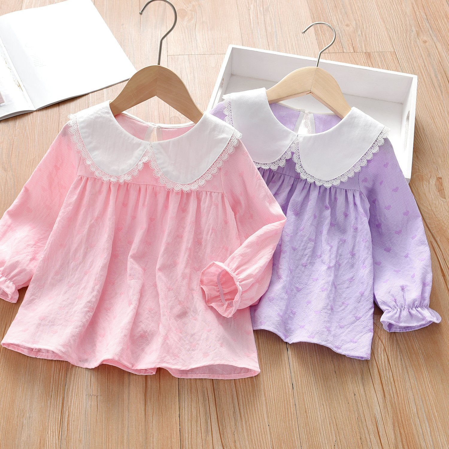 Girls Long Sleeve Doll Collar Blouse wholesale kids clothing