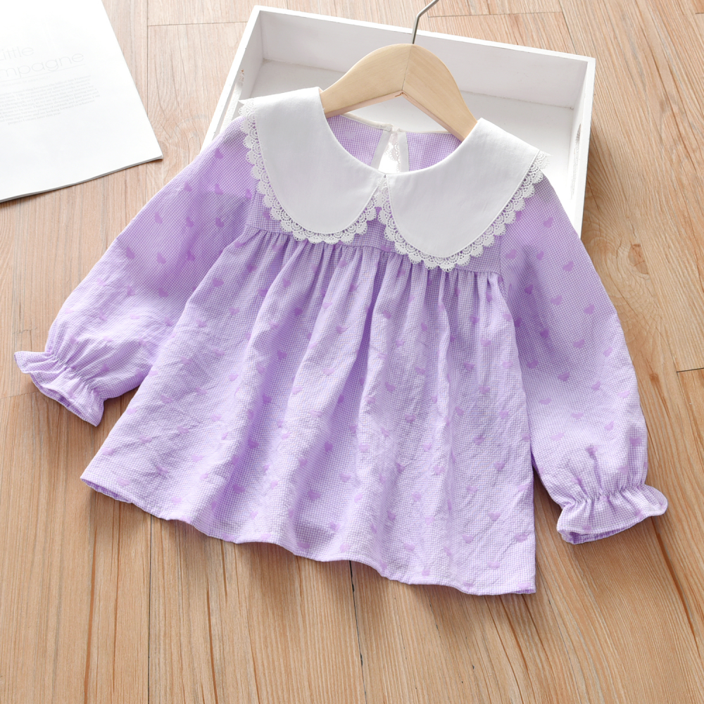 Girls Long Sleeve Doll Collar Blouse wholesale kids clothing