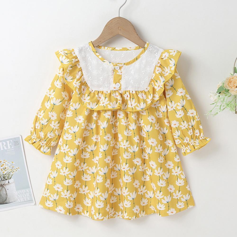 Baby Girls Long Sleeve Floral Printed Dress baby wholesale vendors