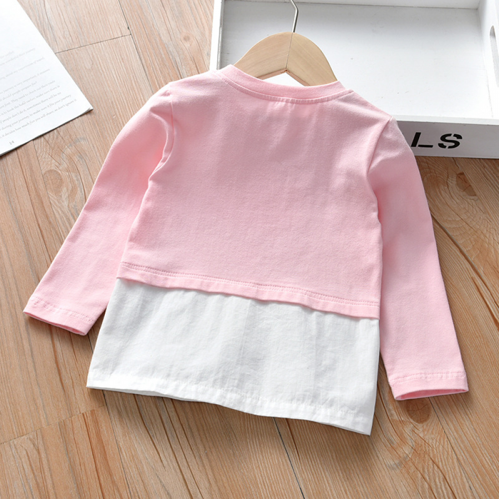 Girls Long Sleeve Floral Printed Splicing Top wholesale kids boutique clothing