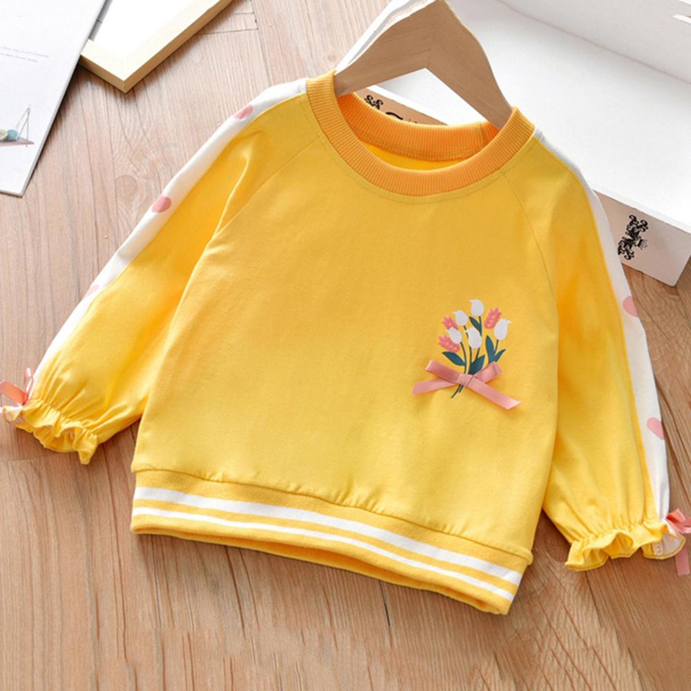Girls Long Sleeve Floral Printed T-shirt children wholesale clothing