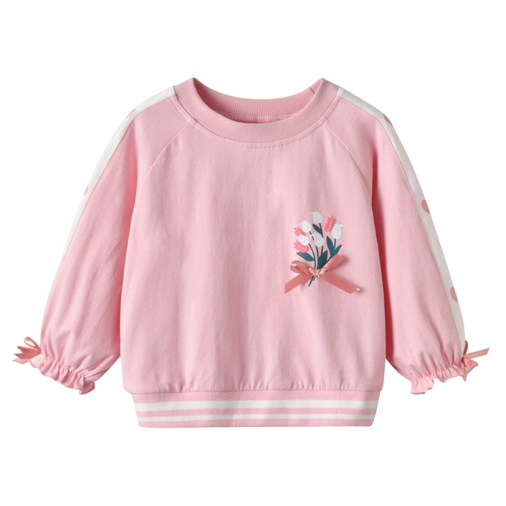 Girls Long Sleeve Floral Printed T-shirt children wholesale clothing