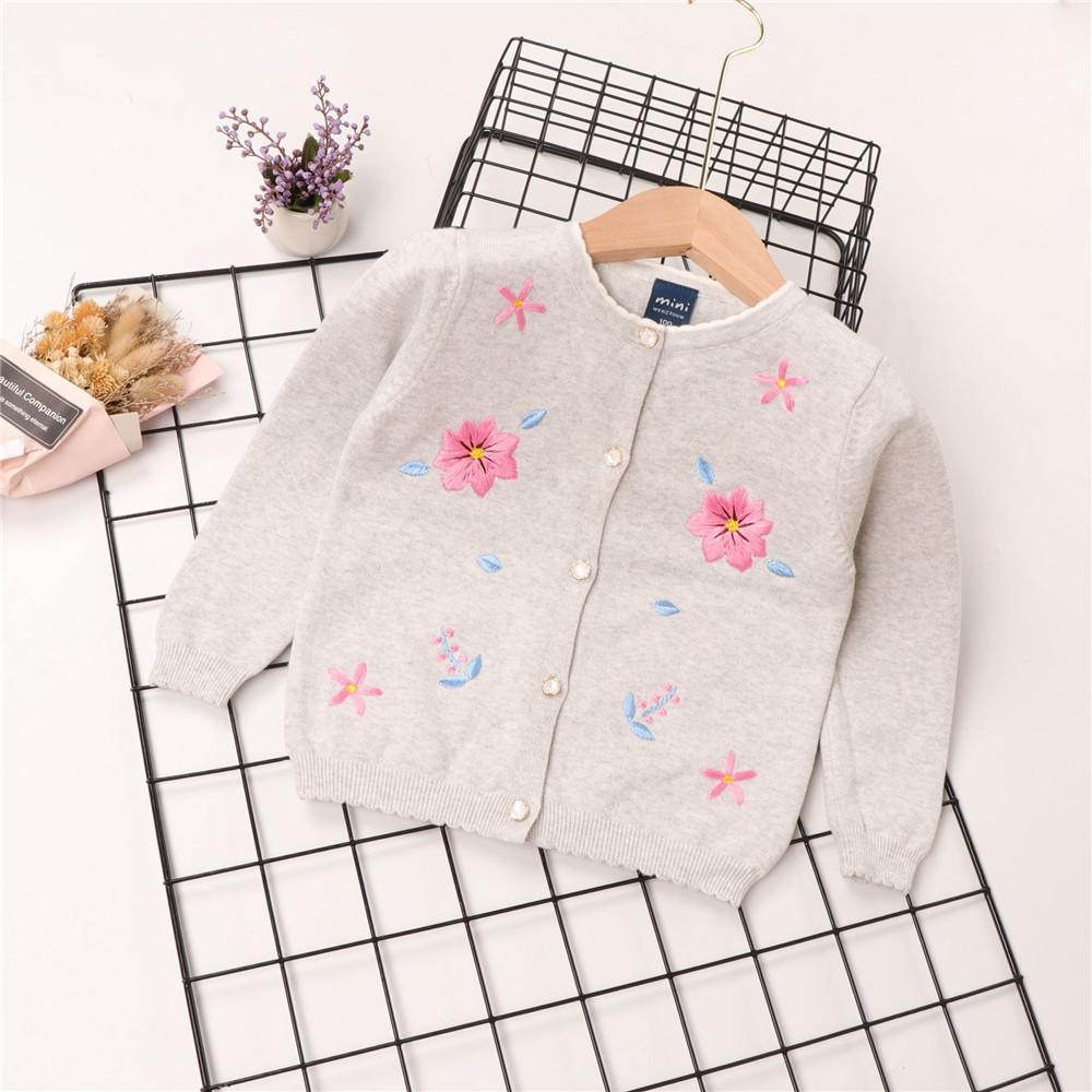 Girls Long Sleeve Flower Cardigan Sweater Jacket