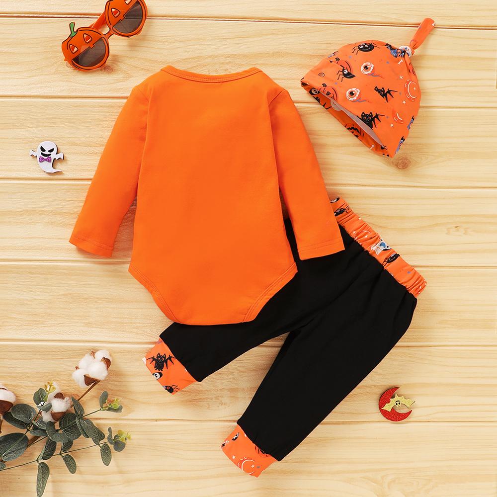 Baby Boys Long Sleeve Halloween Cartoon Printed Romper & Pants & Hat wholesale baby