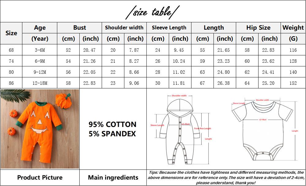 Baby Long Sleeve Halloween Pumpkin Romper & Hat Baby Wholesale Clothing