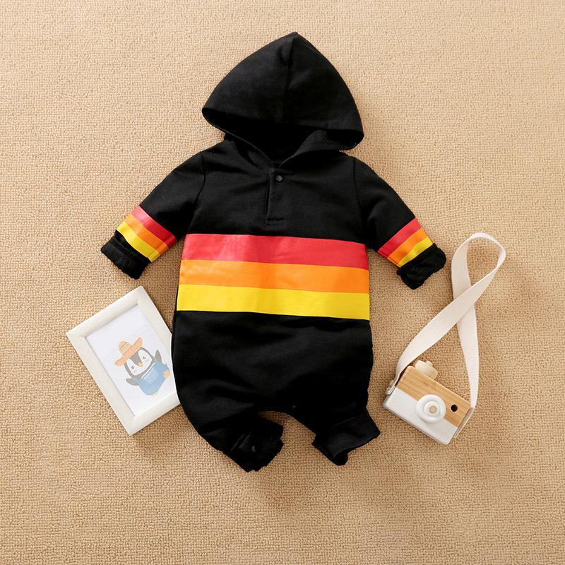 Baby Long Sleeve Hooded Plaid Cartoon Romper Wholesale Baby Clothes