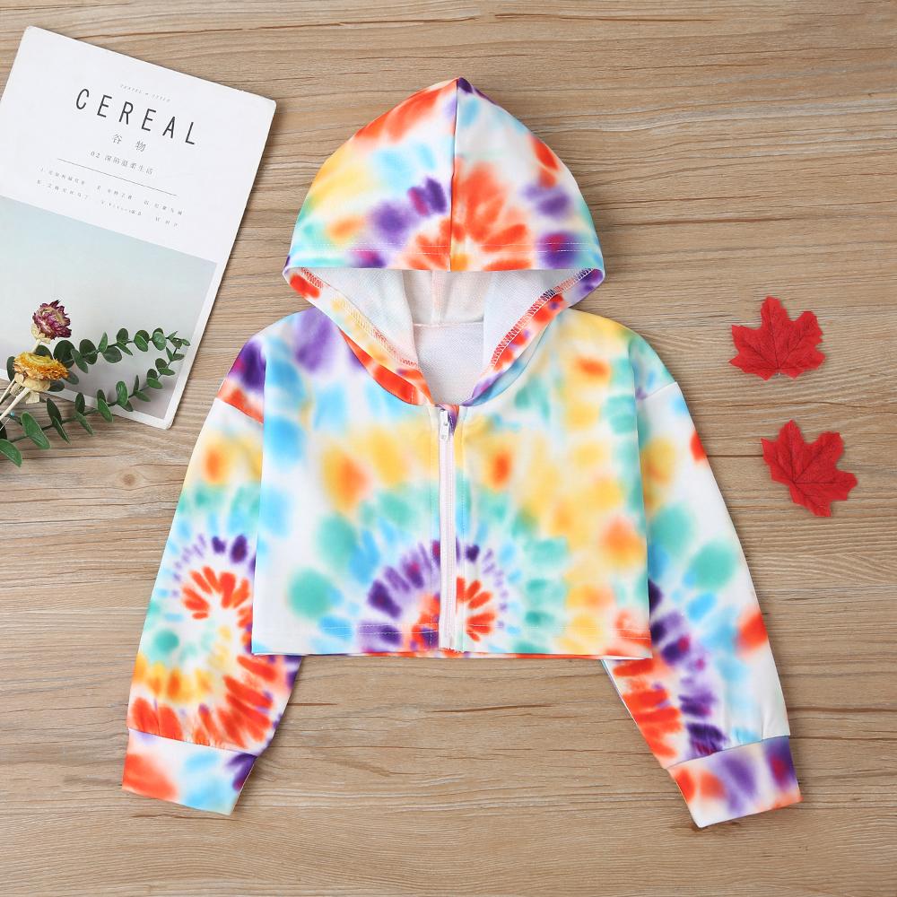 Girls Long Sleeve Hoodie Tie Dye Zipper Jacket Wholesale Little Girls Clothes