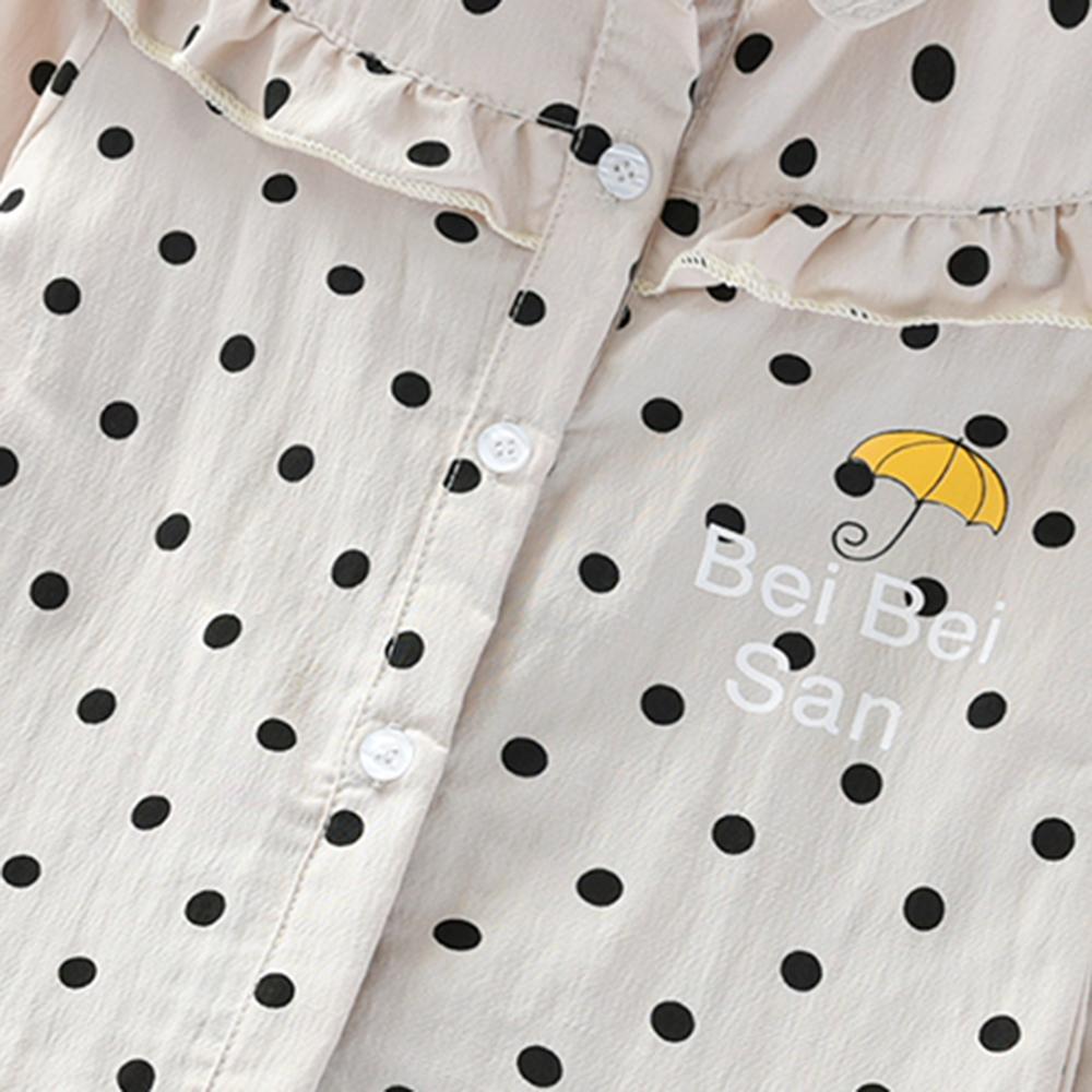 Girls Long Sleeve Lapel Letter Polka Dot Cartoon Blouse wholesale kids clothes