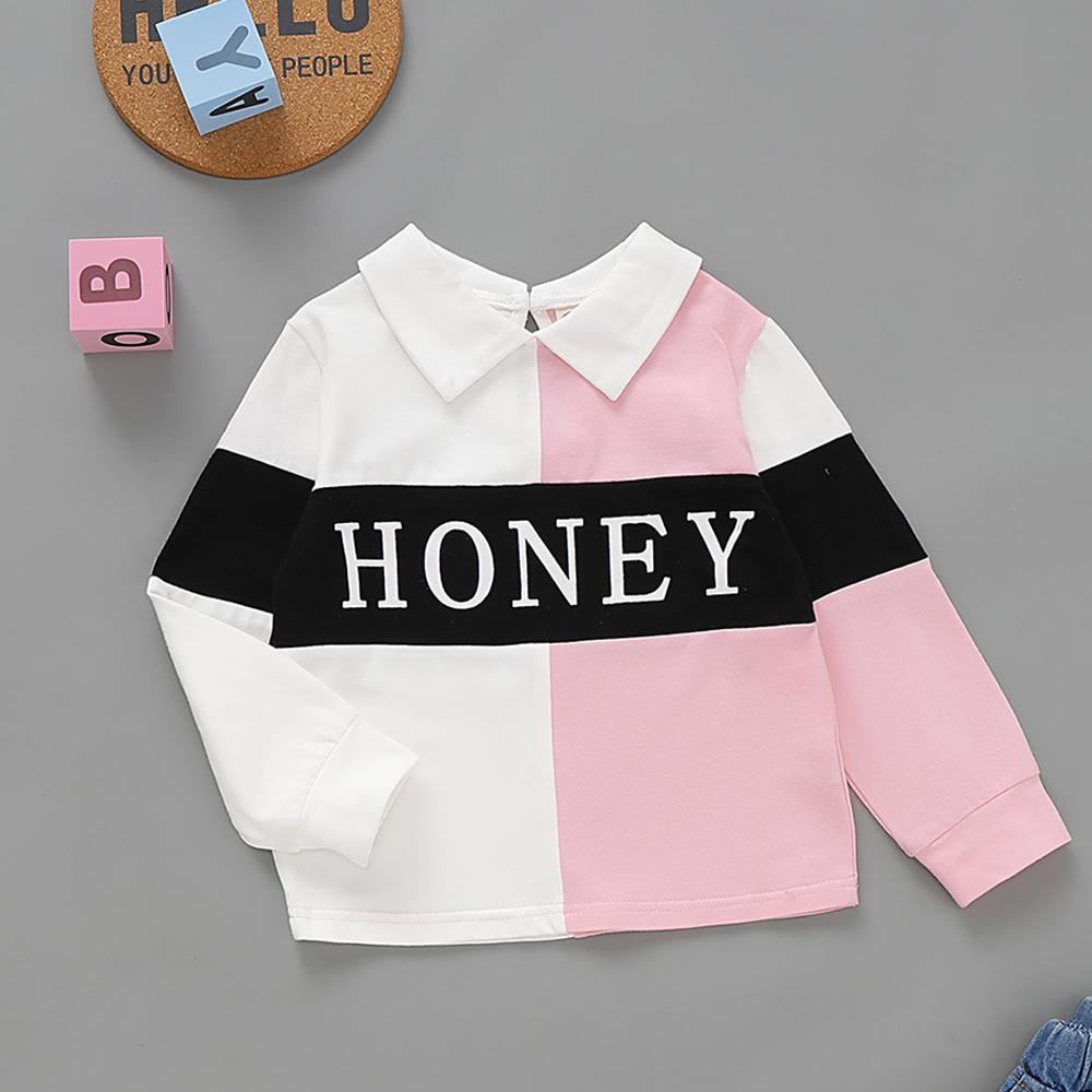 Girls Long Sleeve Lapel Letter Top kids wholesale clothes