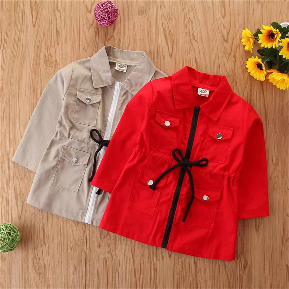 Gilrs Long Sleeve Lapel Zipper Coats Wholesale Kids Clothing Suppliers